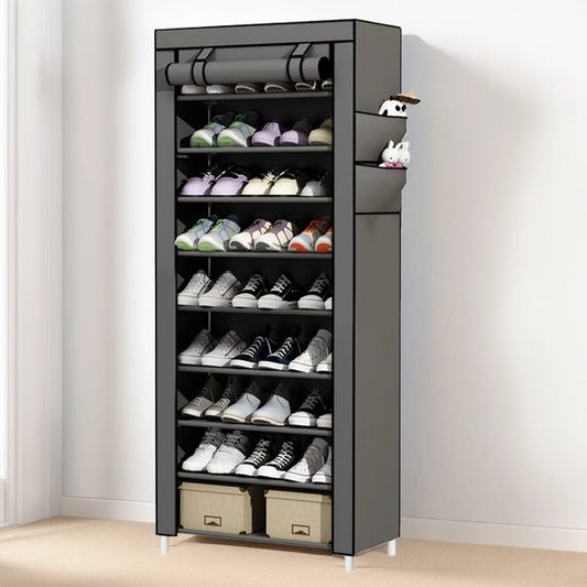 10 Layer Shoe Storage Rack, Fabric Cover, Free Standing
