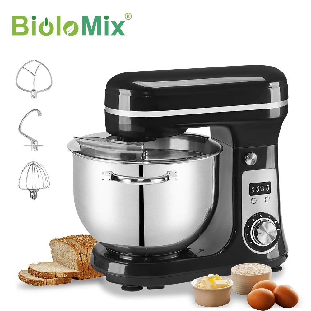 1200w, 6L Kitchen Food Stand Mixer, Blender, Quiet Motor, Cream Egg Whisk, Whip Dough Kneader, 6-Speed, 1200 W, 6 L, DC