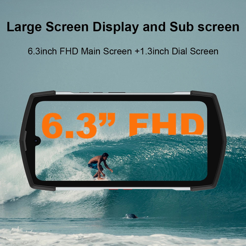 5G Rugged Smartphone Android ,128GB 48MP Camera, Cellphone 6000mAh with Dual-Screen,Waterproof