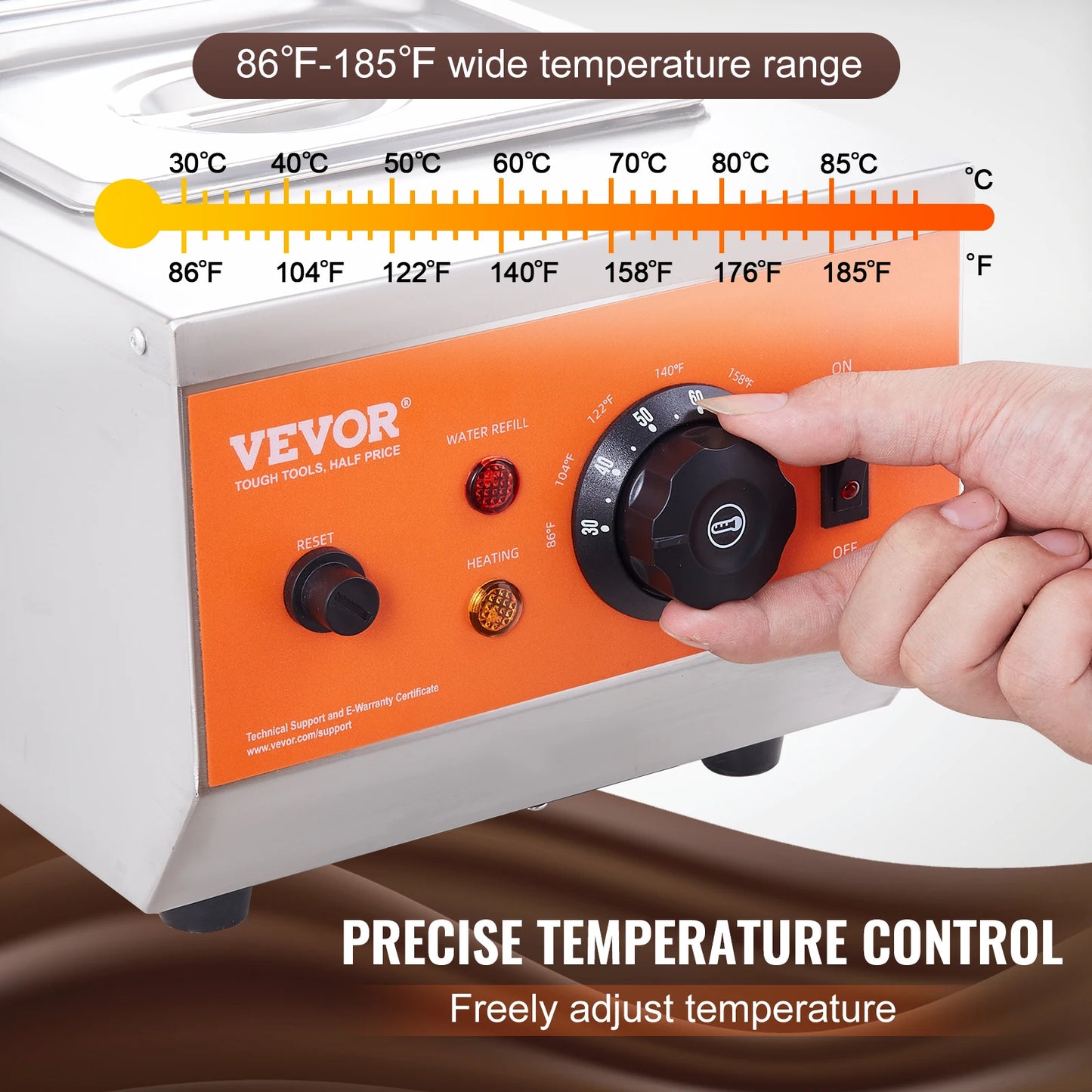 2 Tanks Electric Chocolate Tempering Machine,  Chocolate Cascade Melting Pot, for Kitchen