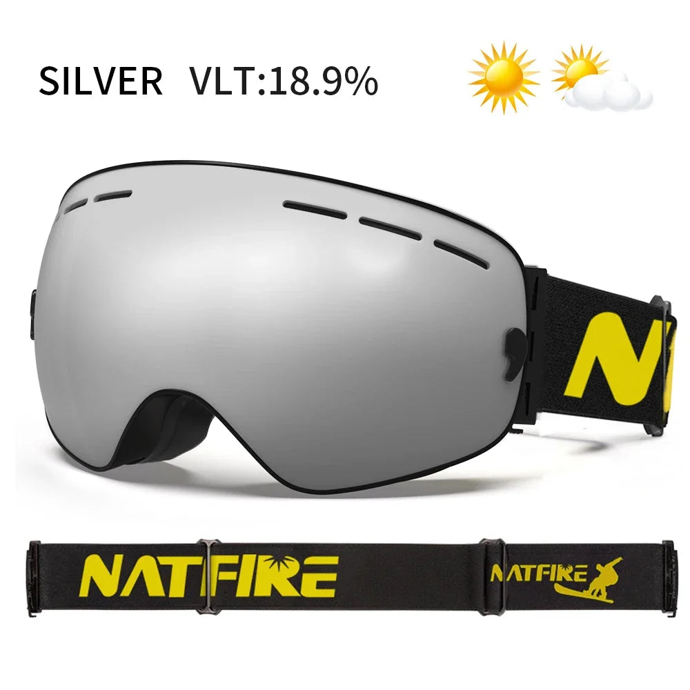 Mens Womens Snowboard Goggles, Big Face Protection, Anti-fog, Skiing Glasses