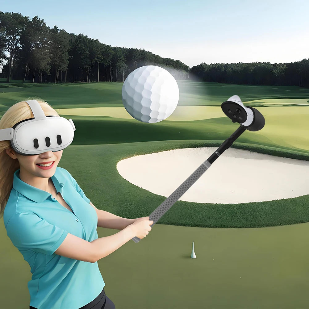 VR Golf Club, VR Golf Handle Grip Non-Slip VR, Grip 80 Degree Keep Tracking for Meta Quest 3S/Quest 3/Quest 2 Controller