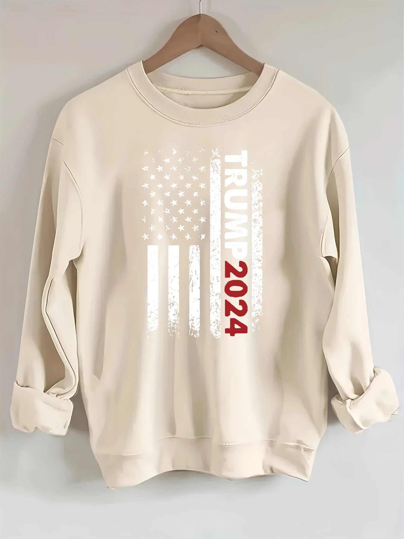 2024 Presidential Election, Mr. Trump - graphic, printed long-sleeved crew neck casual sweatshirt, fashionable women's clothing