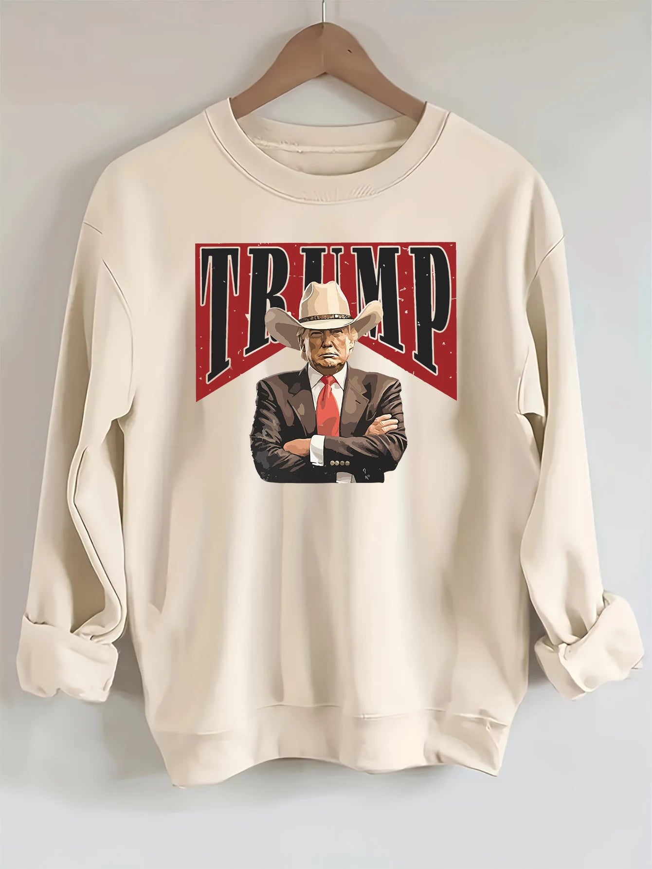 2024 Presidential Election, Mr. Trump - graphic, printed long-sleeved crew neck casual sweatshirt, fashionable women's clothing