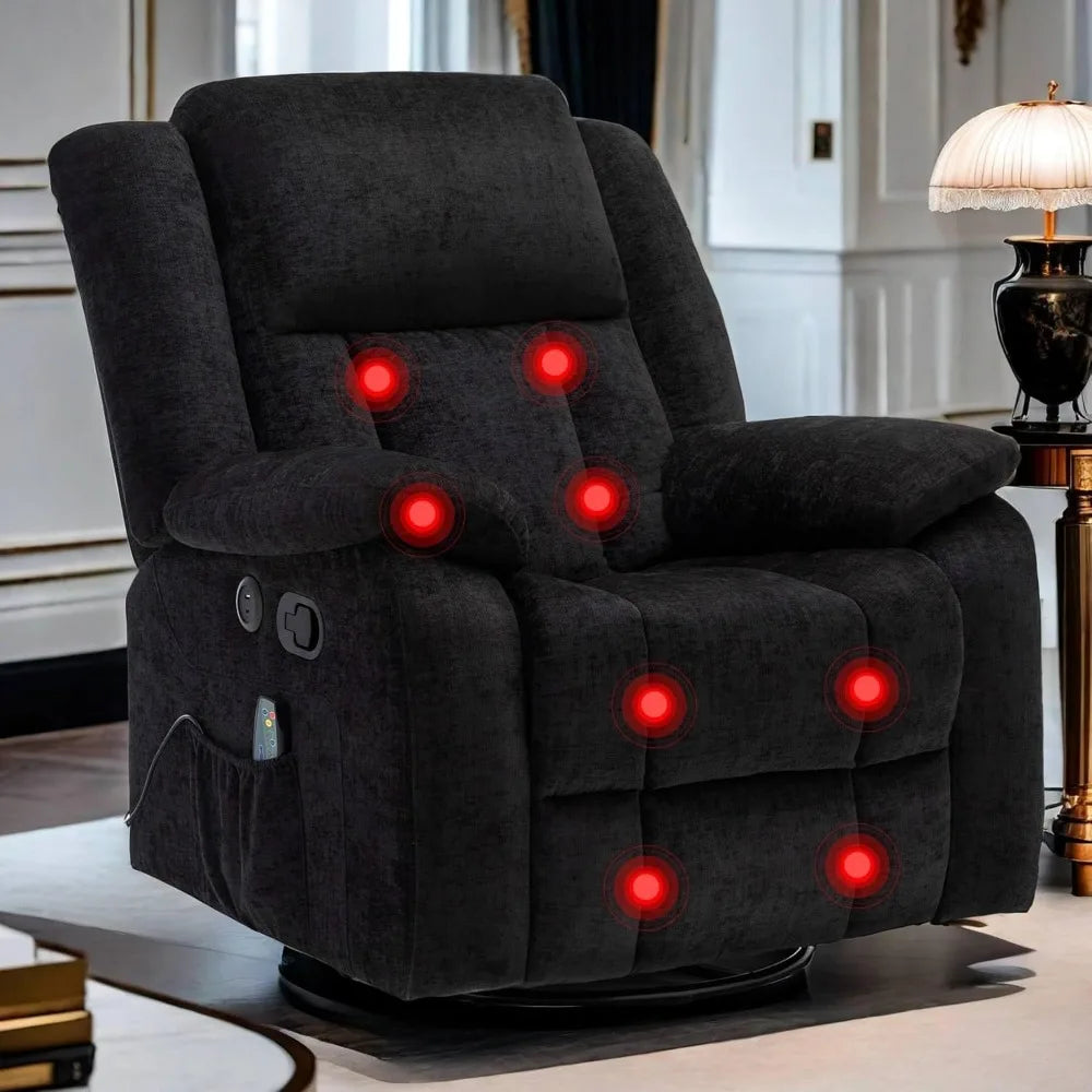 Adult, Elderly Care, Massage and  Electric Heating, Swivel Recliner Chair with USB Ports