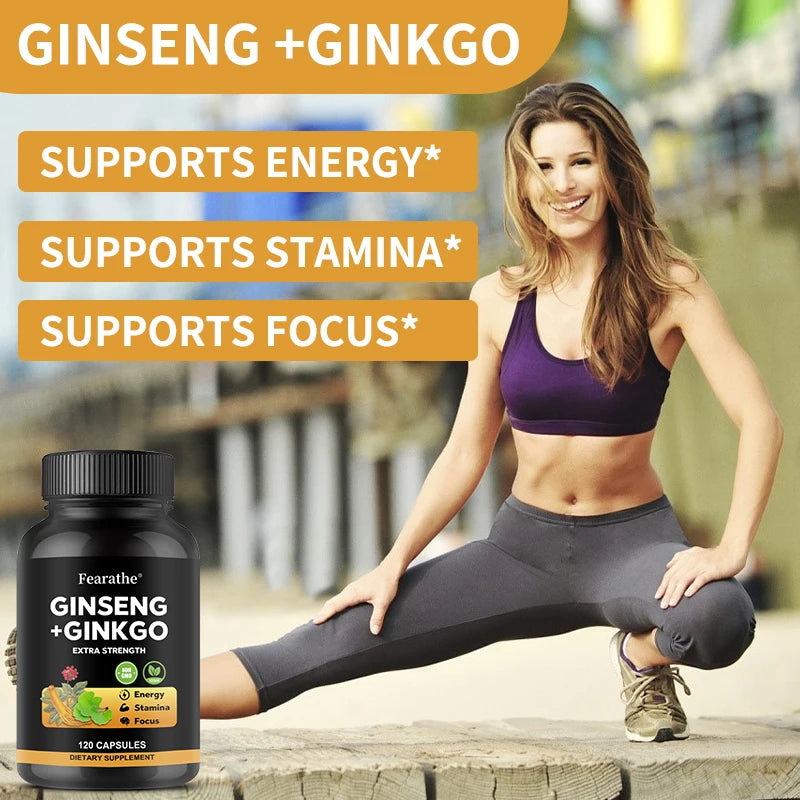 Korean Ginseng + Ginkgo, Balanced Energy Levels, Endurance & Brain and Focus Support