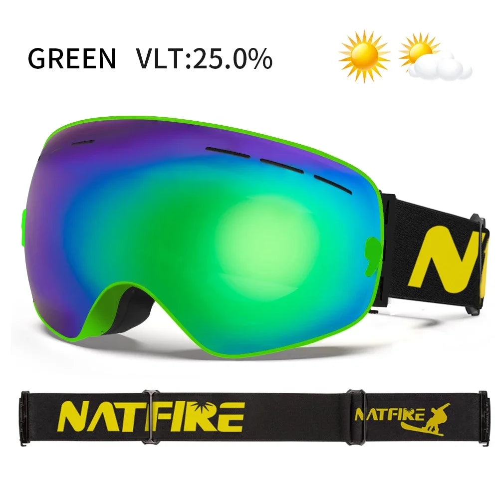 Mens Womens Snowboard Goggles, Big Face Protection, Anti-fog, Skiing Glasses