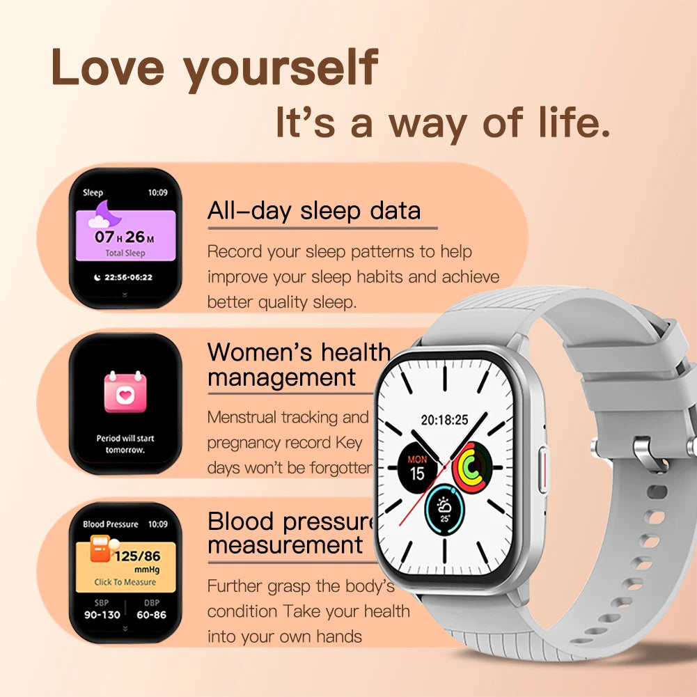 Full Touch Screen Sports, Fitness, Bluetooth, Smartwatch Compatible Android iOS