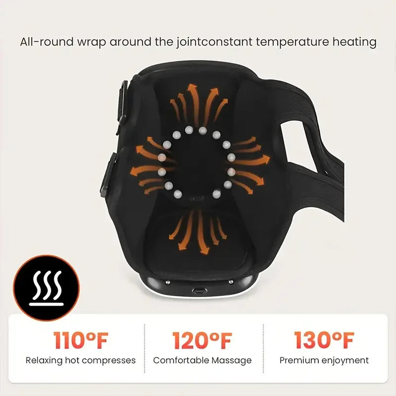 Cordless Portable Knee Massager with Heat and Vibration, Large LED Screen, Adjustable Temperature,