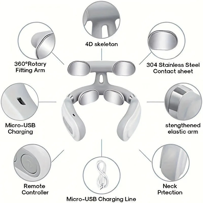 Portable Neck Massager for Neck Pain,  Massager with Heat Function, USB Charging