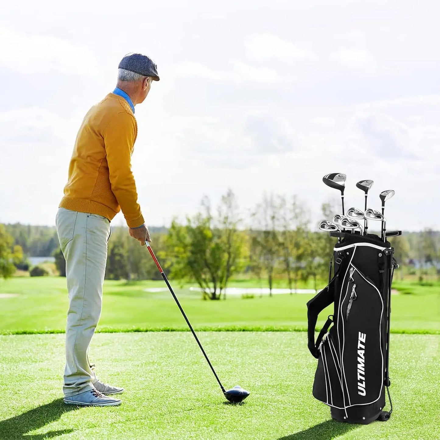 Includes 460cc Alloy #1 Driver  #3 Fairway Wood & #4 Hybrid  #6/#7/#8/#9/#P Irons Putter, Golf Club Set