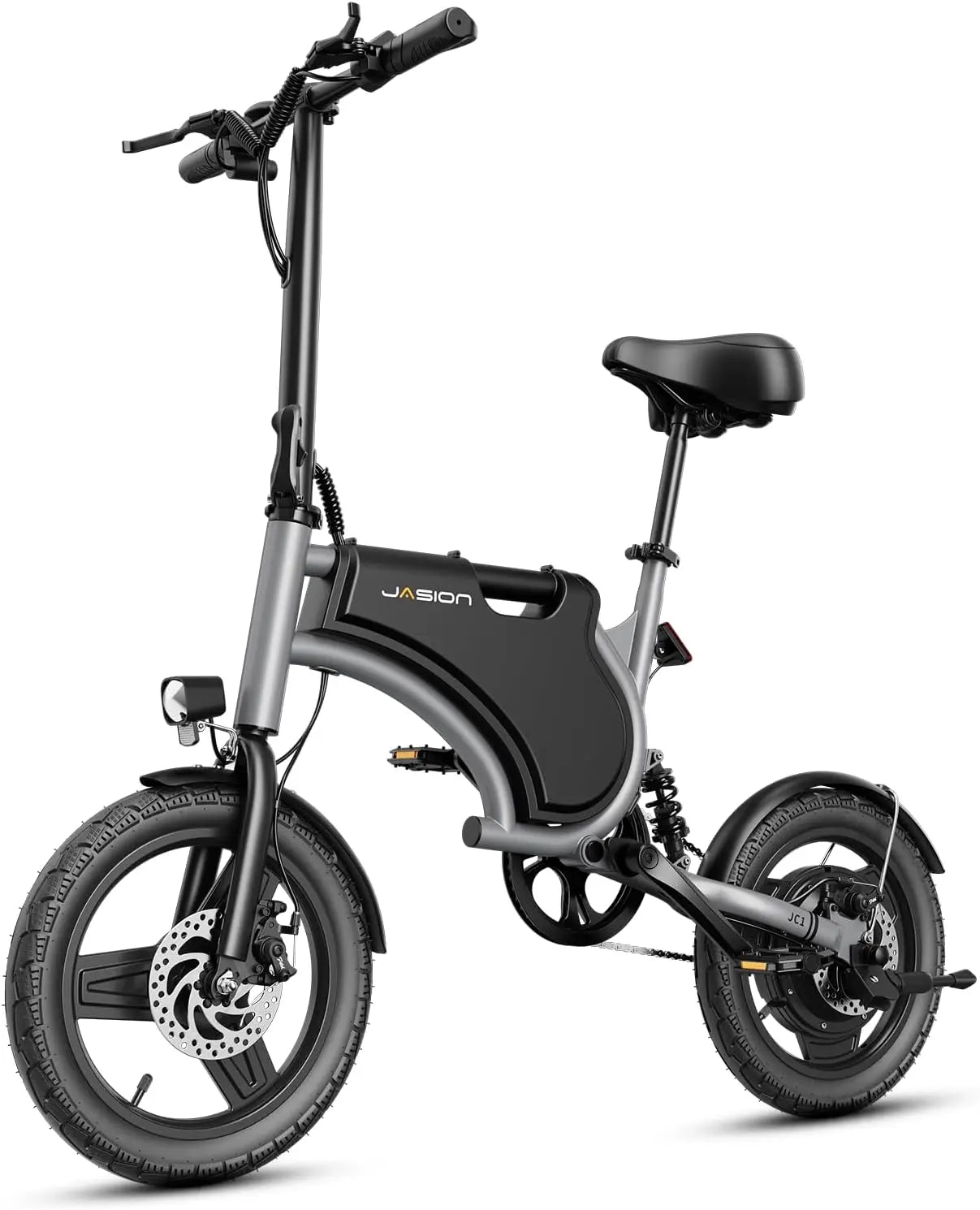 Electric Bike for Adults & Teens with 600W Peak Motor, 20mph, 20 Miles Range, 14'' Folding, Rear Suspension Saddle