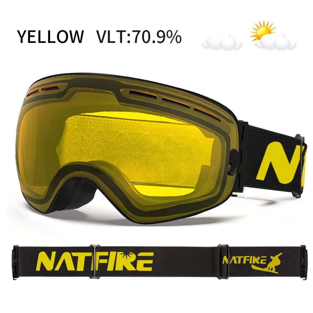 Mens Womens Snowboard Goggles, Big Face Protection, Anti-fog, Skiing Glasses