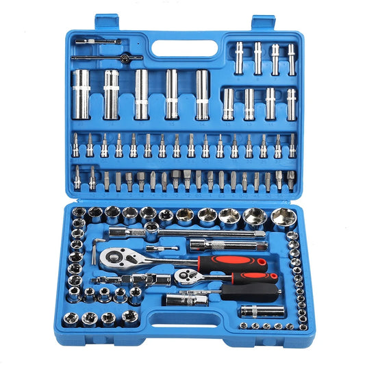 108pc Ratchet & Socket Set,14In and !/2in Drive, with Case