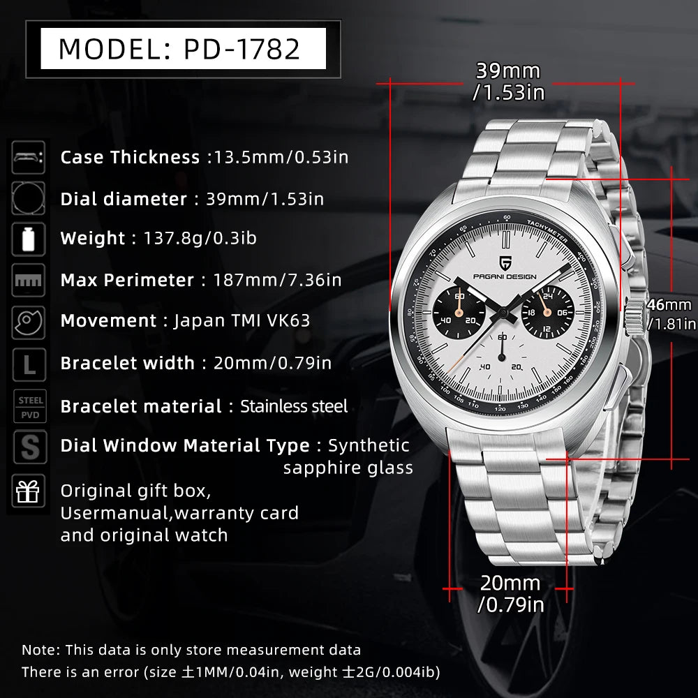 New Panda Dial Luxury, Mens Quartz Watch, Sport Chronograph Sapphire Glass Wristwatch, Luminous,Water Resistant