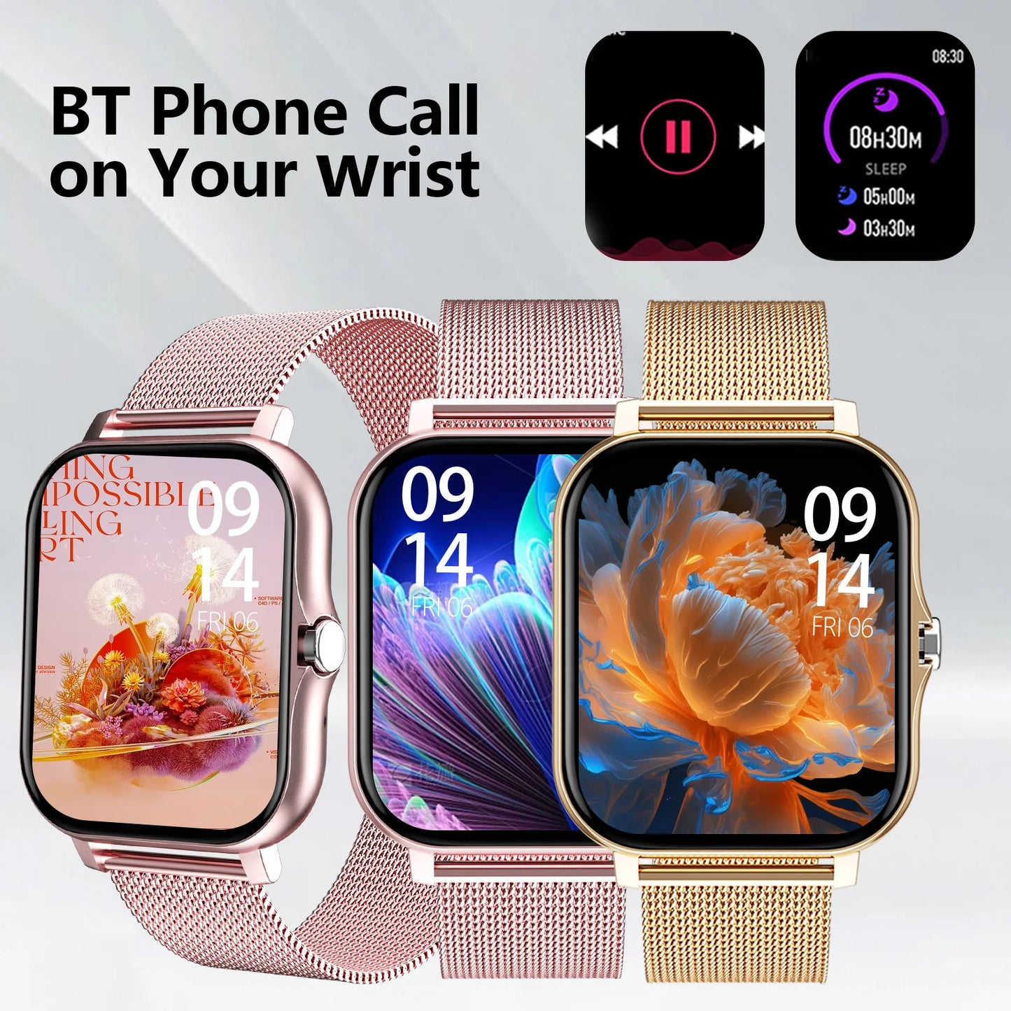 IPhone and Android,Wireless Smart Watch, Call Reminder, Call?Dial Sports Mode,With Rejection Fitness Reminder