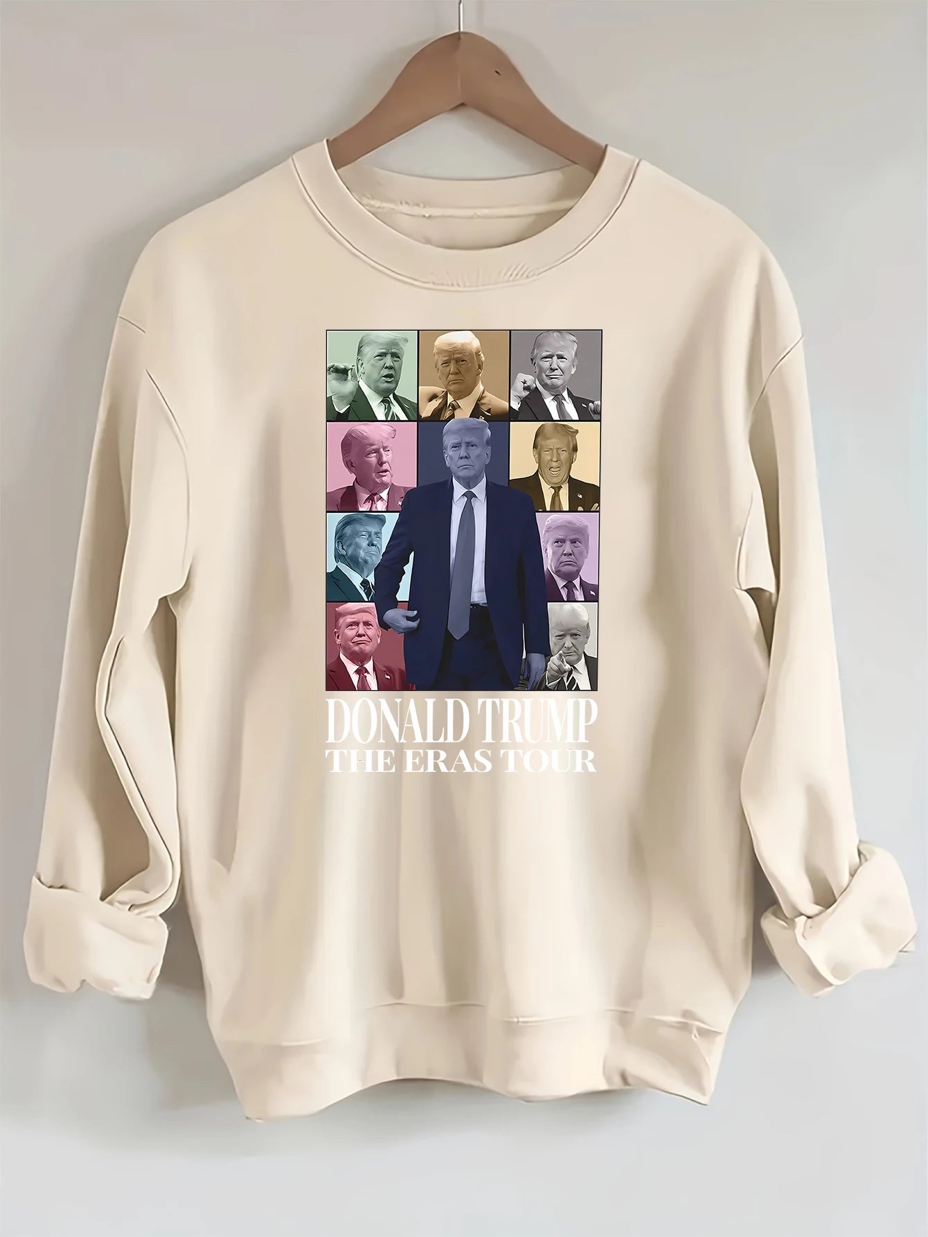 2024 Presidential Election, Mr. Trump - graphic, printed long-sleeved crew neck casual sweatshirt, fashionable women's clothing