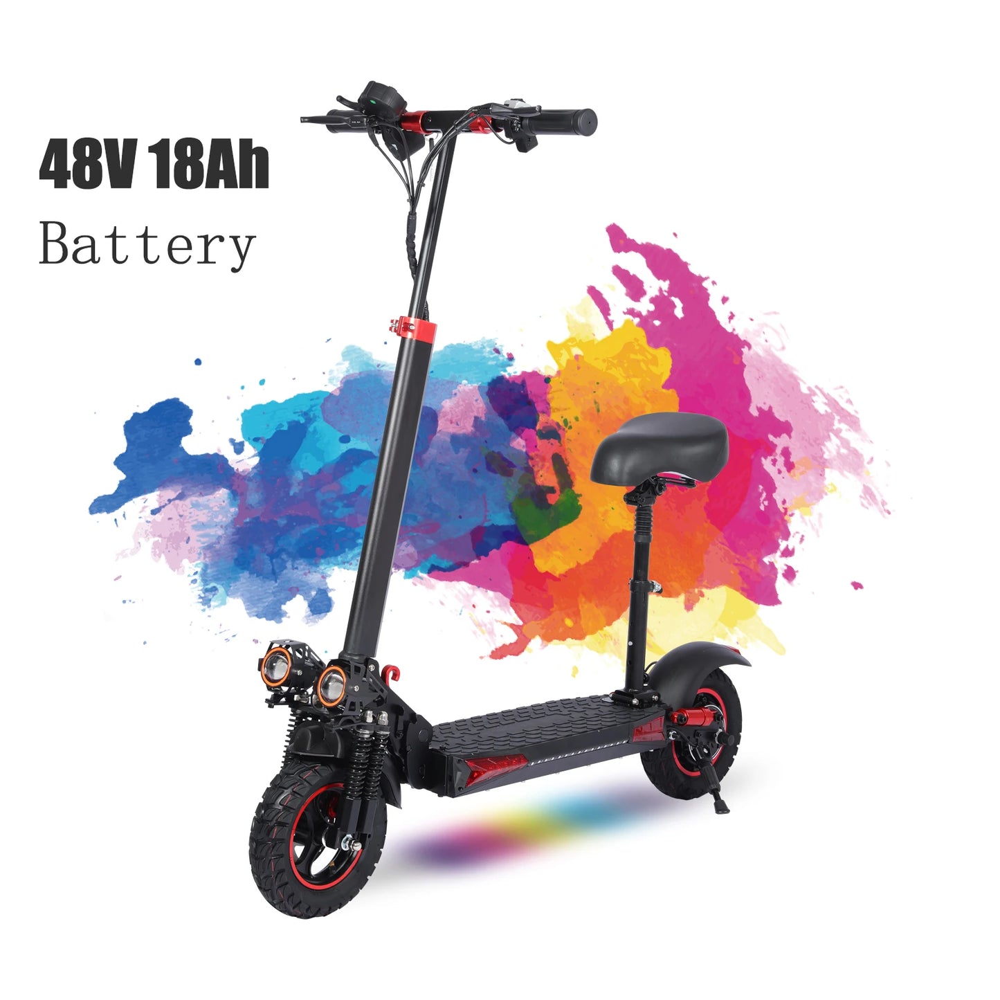 1200W, 11' Off Road Tires, 33 Mile Range, 48V 21AH Battery Adult Electric Scooter with Seat