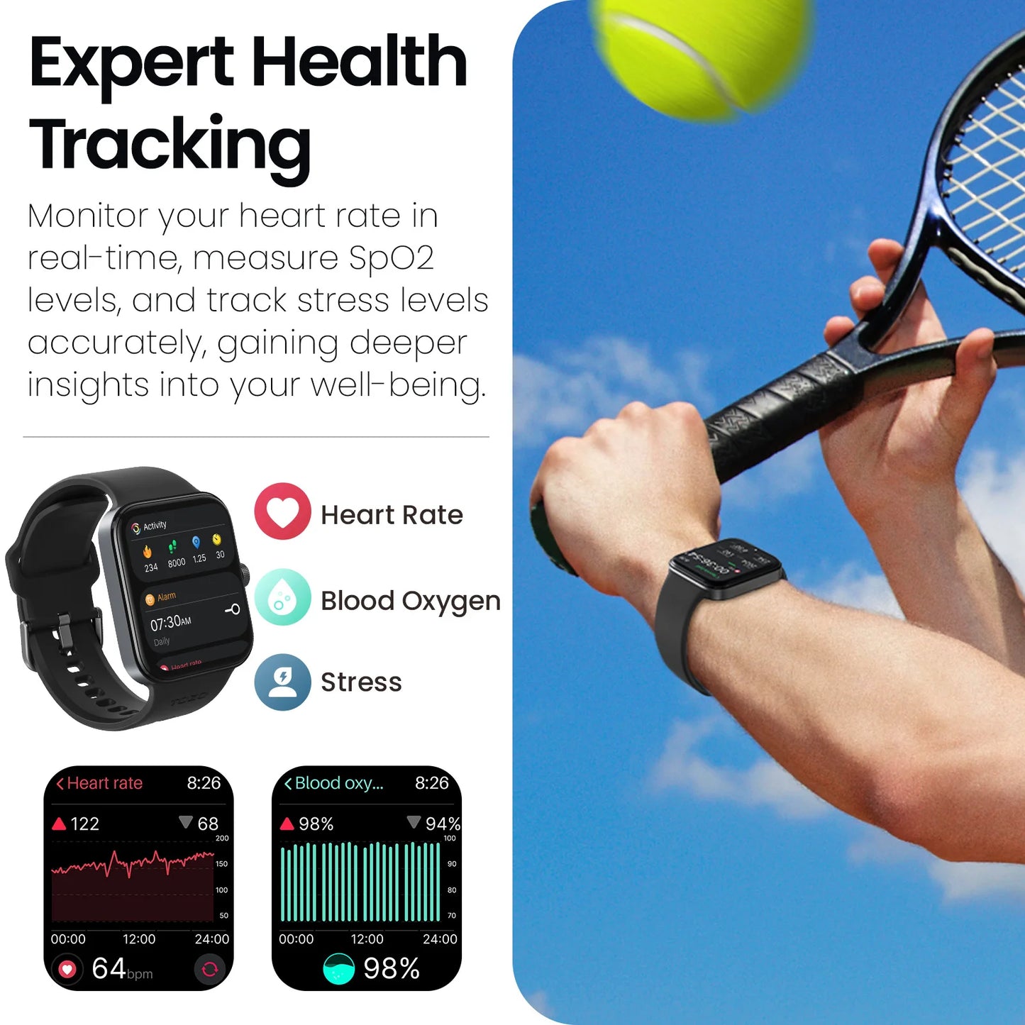 AcuFit One Smart Watch Call Answer Fitness Tracker,  Heart Rate Blood Oxygen Monitor