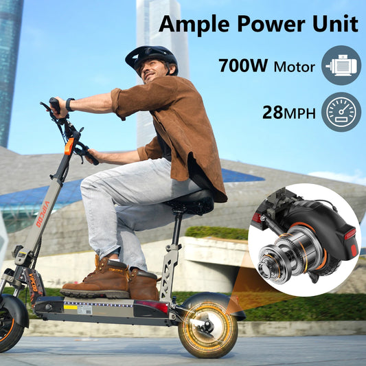E-Scooter 700W Motor, 48V13AH Battery Portable Electric Scooter, 10 Inch Off-road Air Tire