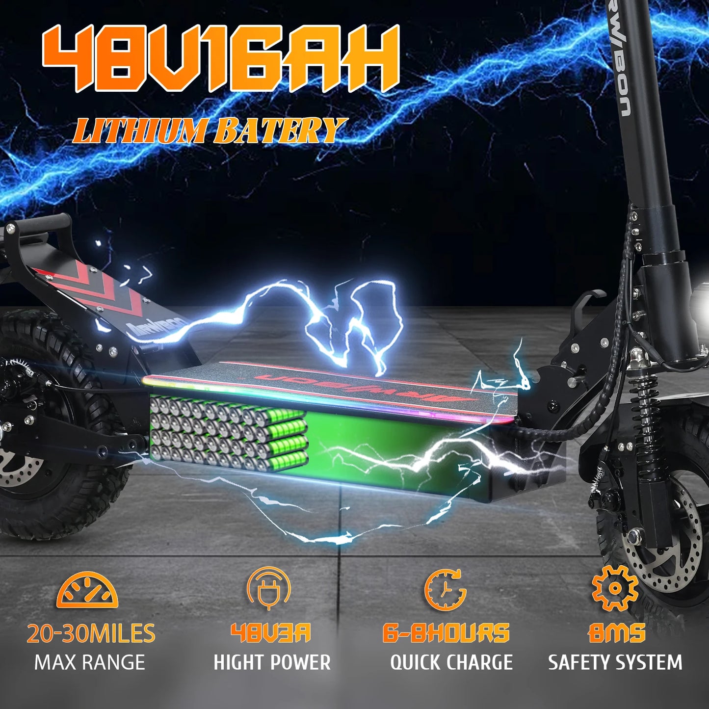 Arwibon Q30 Adult Electric Scooter 2500W Motor Top Speed 30MPH, 48V16AH, 11 Inch Off-Road Tires Sport Commuter Folding EScooter
