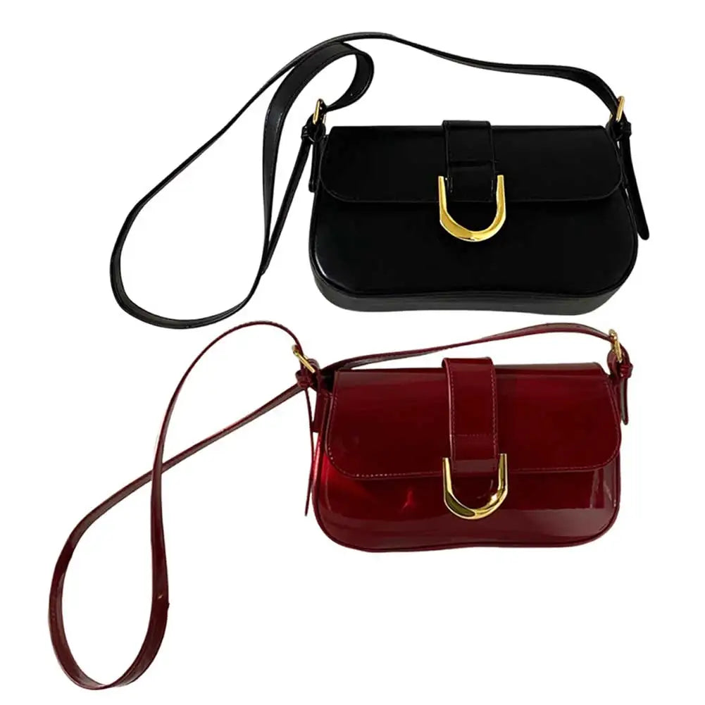 Women Flap Satchel Bag, Adjustable Strap, Casual Patent Leather, Crossbody Sling and Shoulder Bag, Stylish Purse