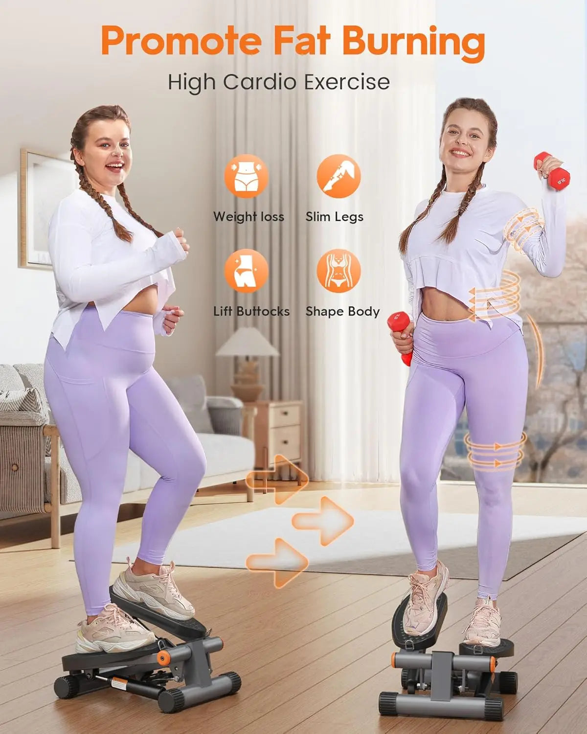Steppers for Exercise, Stair Stepper with Resistance Bands, Hydraulic Fitness Stepper with LCD Monitor