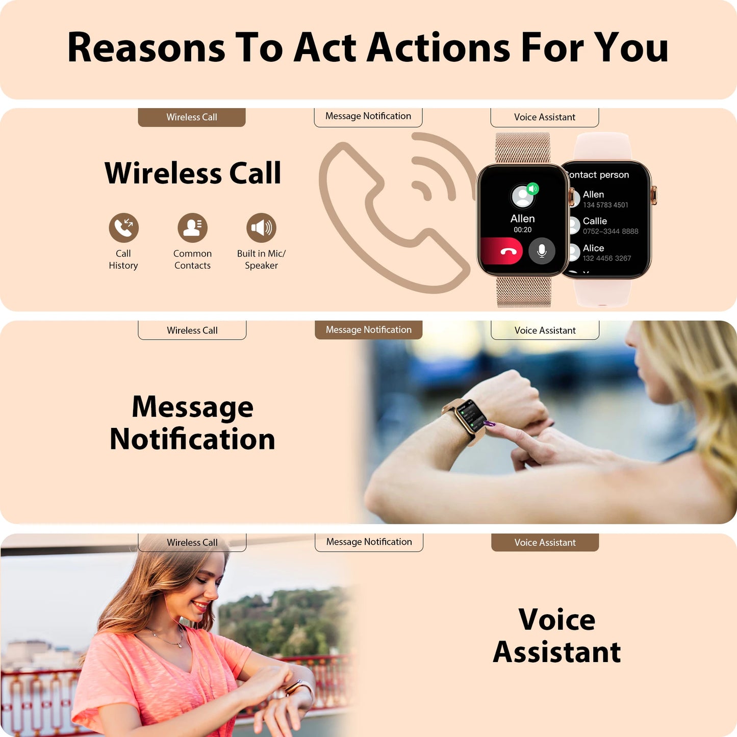 Smart Watch for Women/Men (Answer/Make Calls)Fitness Tracker for iPhone/Android Phones, Pedometer,