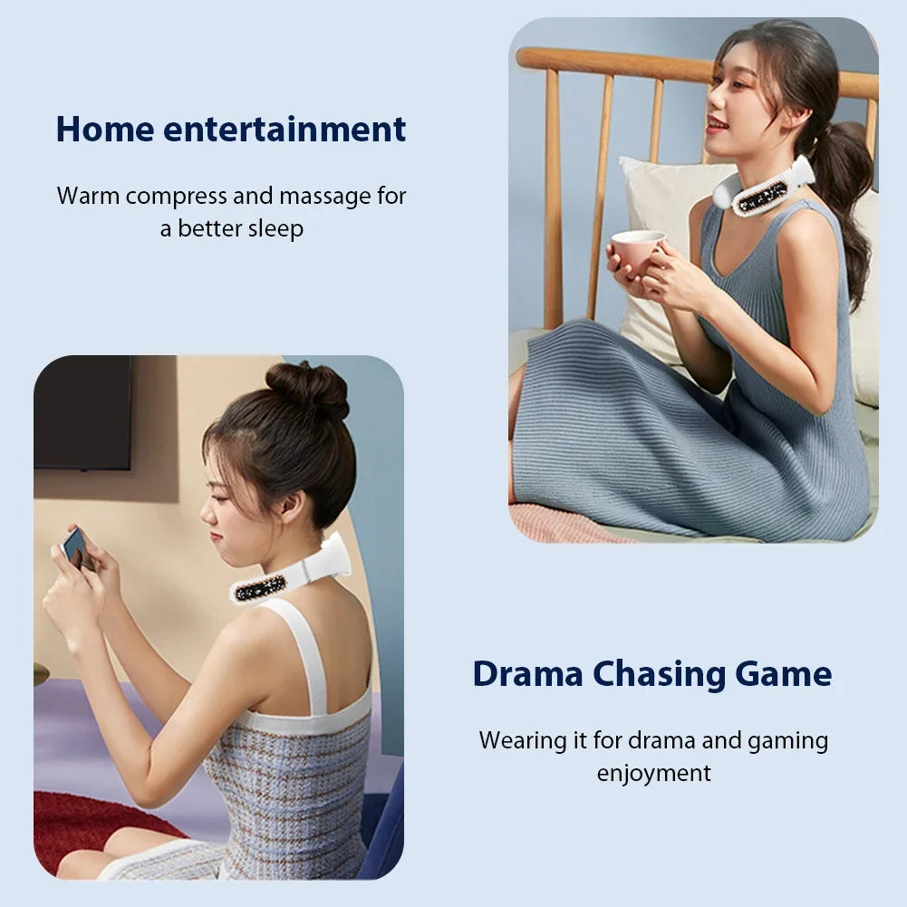 Neck Physical Therapy Massager 15 Gears 6 Modes Cervical Therapy Massage Stimulator USB Charging Vibration Pulse for Home Office