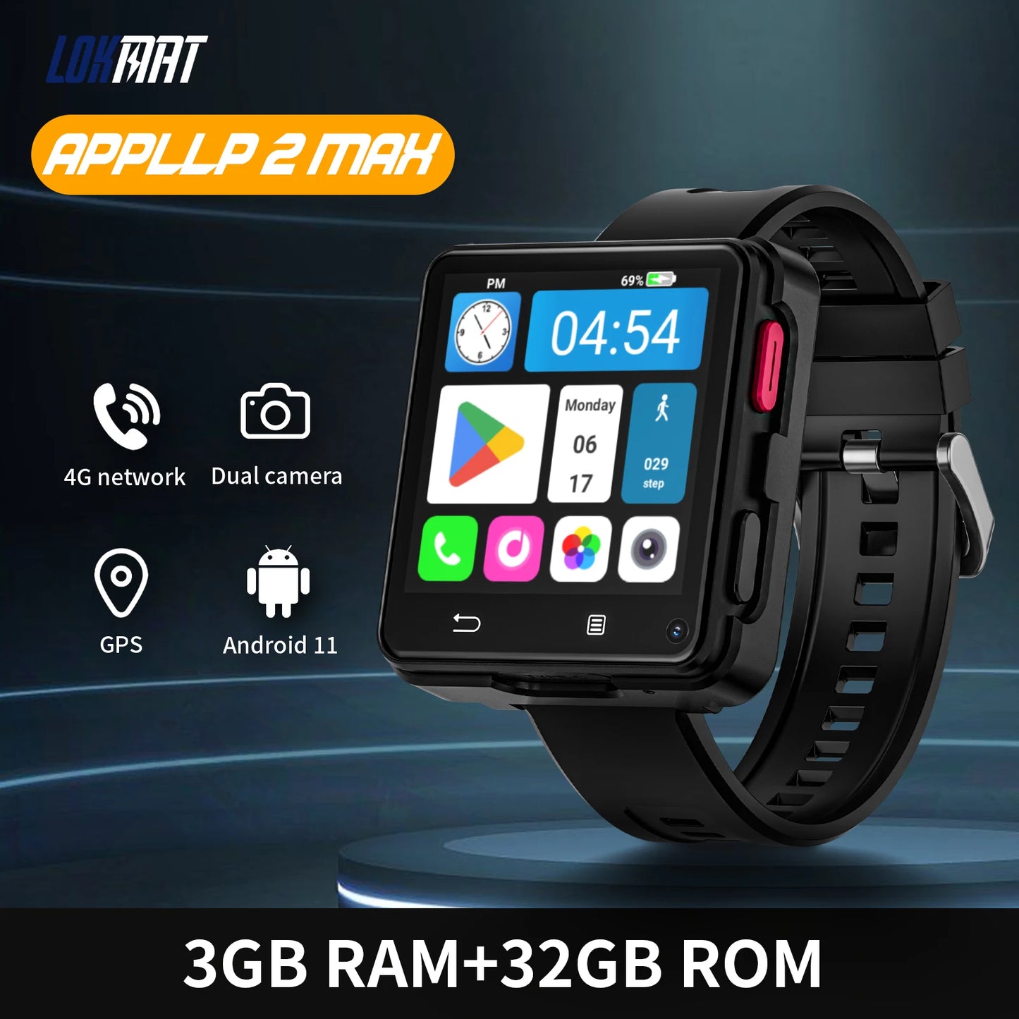 Android 11, Dual Camera Watch Mini Smartphone, with Videos,Calls, 4G Network