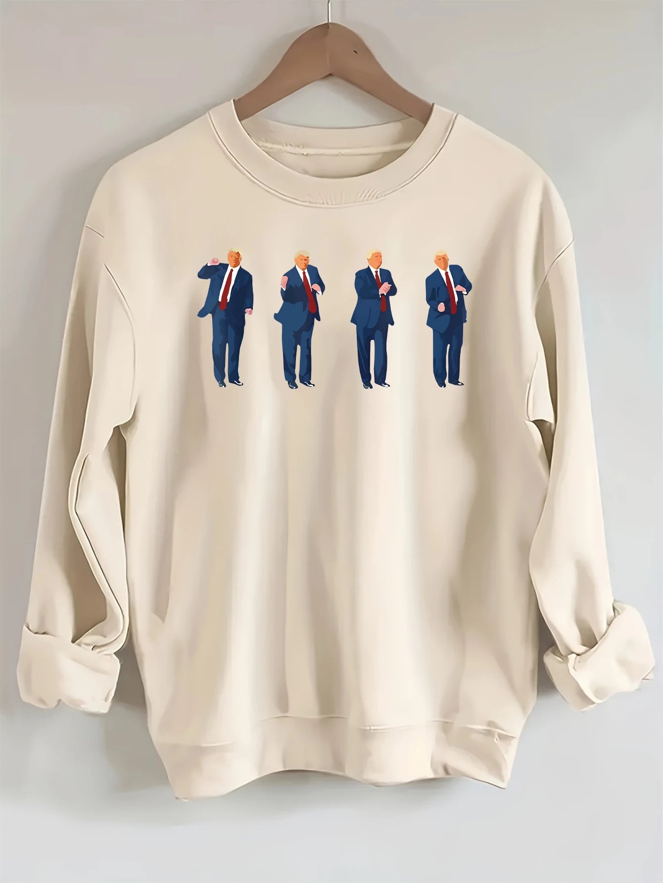 2024 Presidential Election, Mr. Trump - graphic, printed long-sleeved crew neck casual sweatshirt, fashionable women's clothing