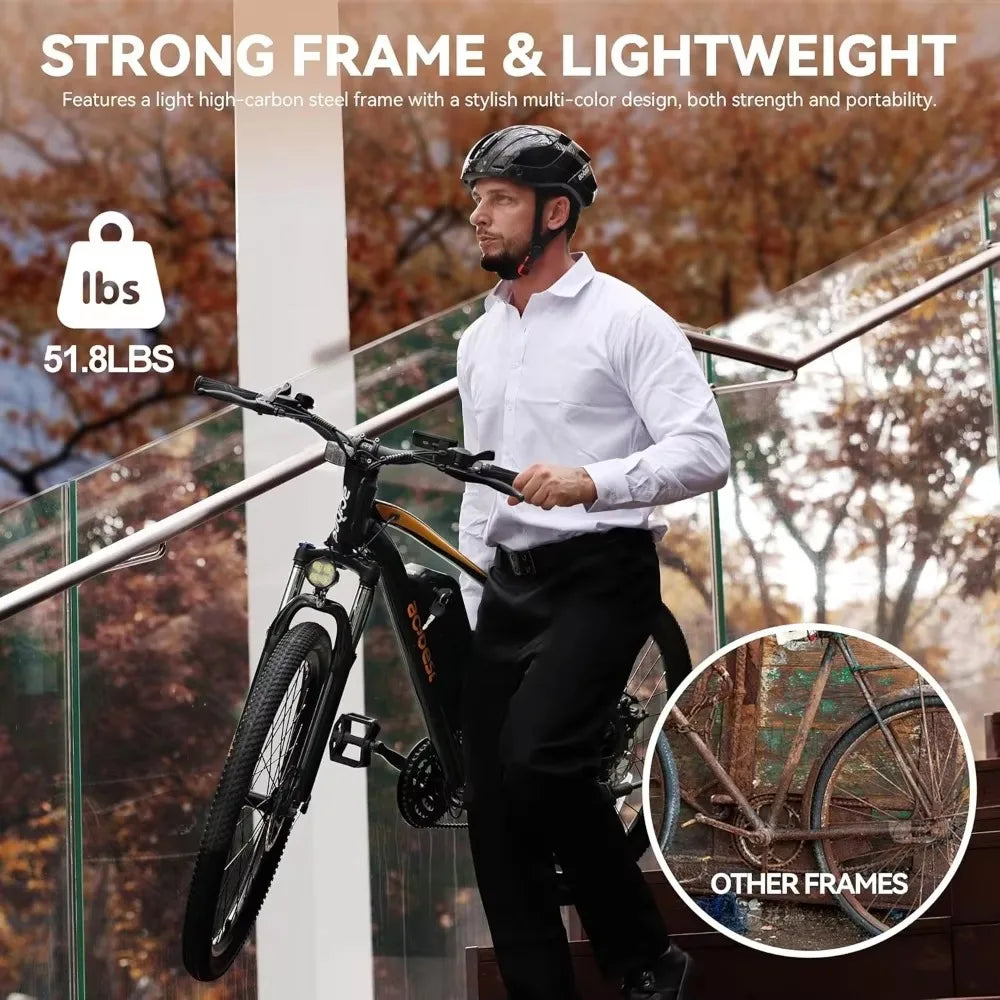 Adults, 26" Electric Mountain Bike, with Peak 750W Motor, 22 mph Top Speed, 21-Speed Lightweight