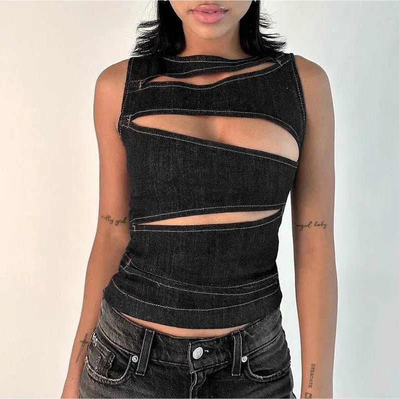 Women's Sleeveless, Round Neck,Sexy Streetwear Summer Vest