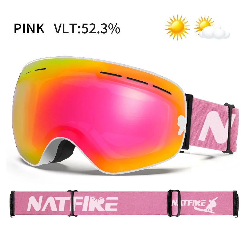 Mens Womens Snowboard Goggles, Big Face Protection, Anti-fog, Skiing Glasses