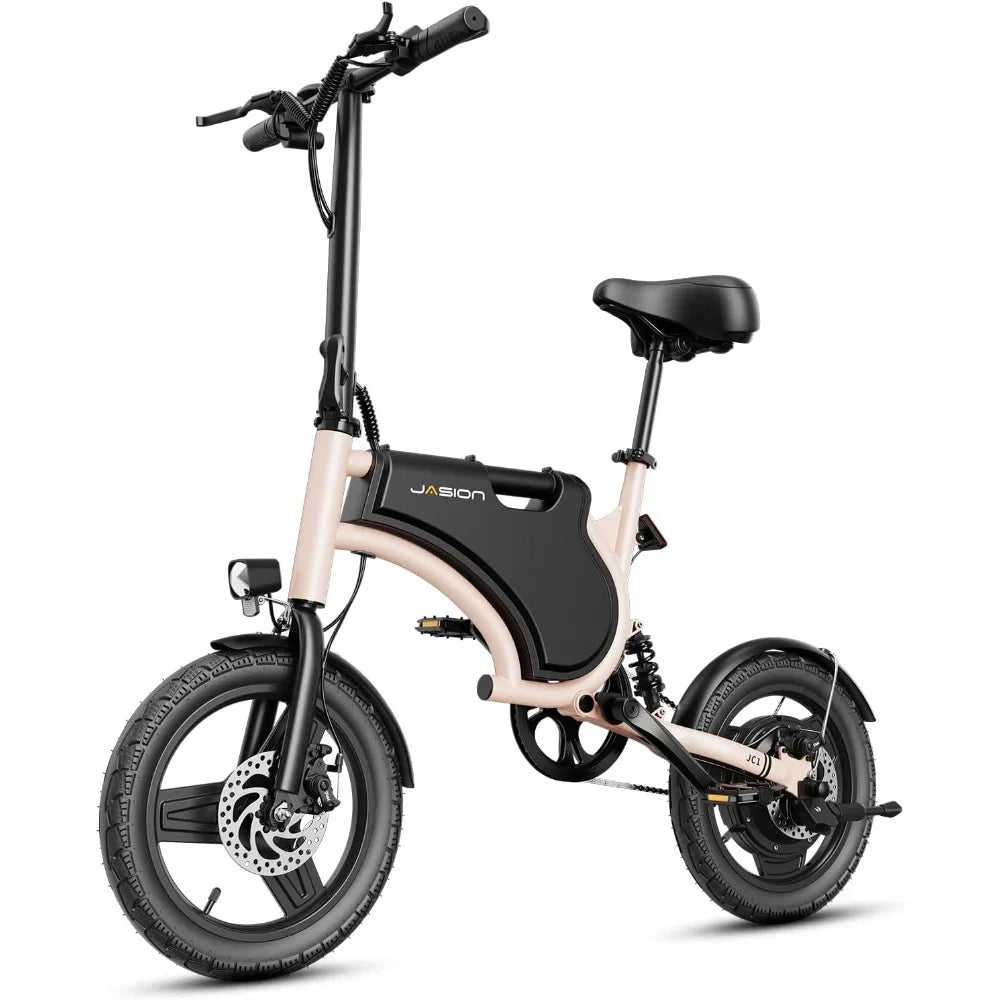 Electric Bike for Adults & Teens with 600W Peak Motor, 20mph, 20 Miles Range, 14'' Folding, Rear Suspension Saddle