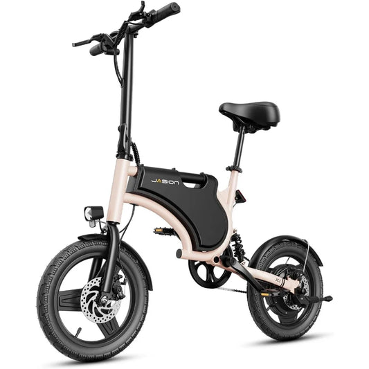 Electric Bike for Adults & Teens with 600W Peak Motor, 20mph, 20 Miles Range, 14'' Folding, Rear Suspension Saddle