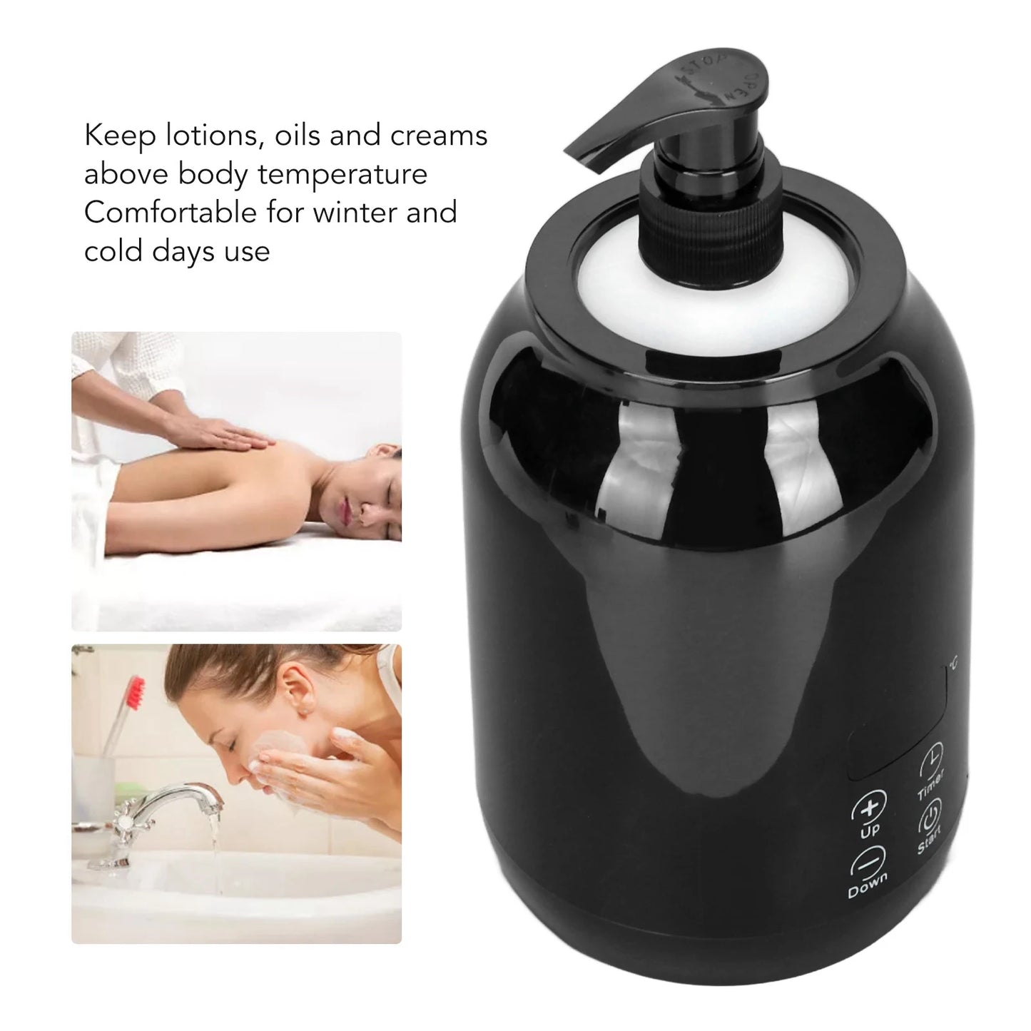 Essential Oil Heater LED Display Temperature Adjust Single Massage Oil Bottle Warmer US Plug