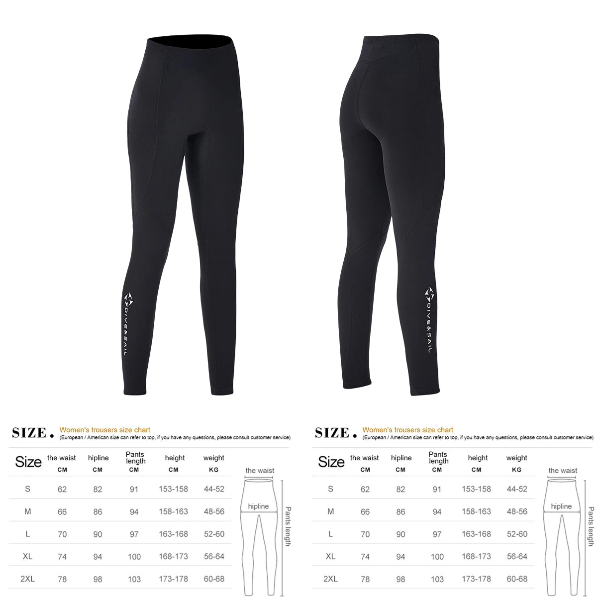 DIVE SAIL 2mm Neoprene Suit, Women Wetsuit, Split Body, Jacket Long Sleeve, Pants Swimsuit