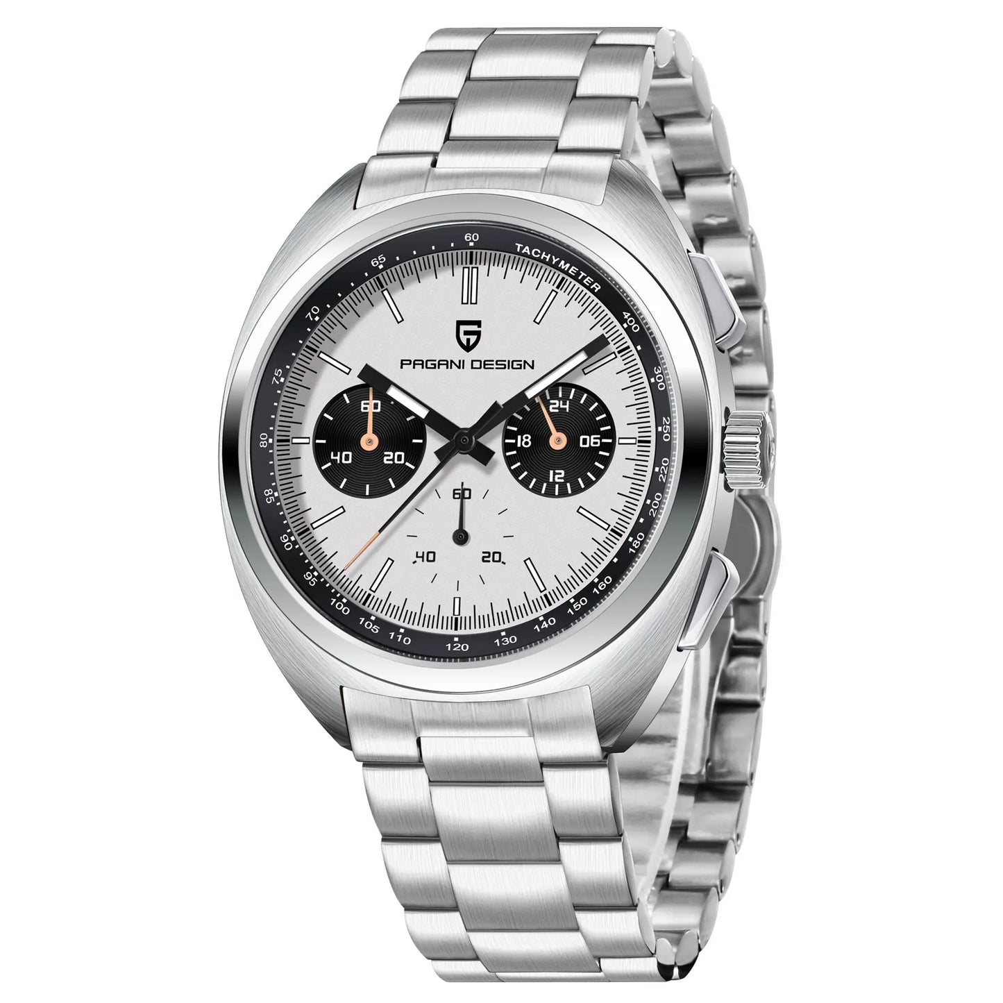 New Panda Dial Luxury, Mens Quartz Watch, Sport Chronograph Sapphire Glass Wristwatch, Luminous,Water Resistant