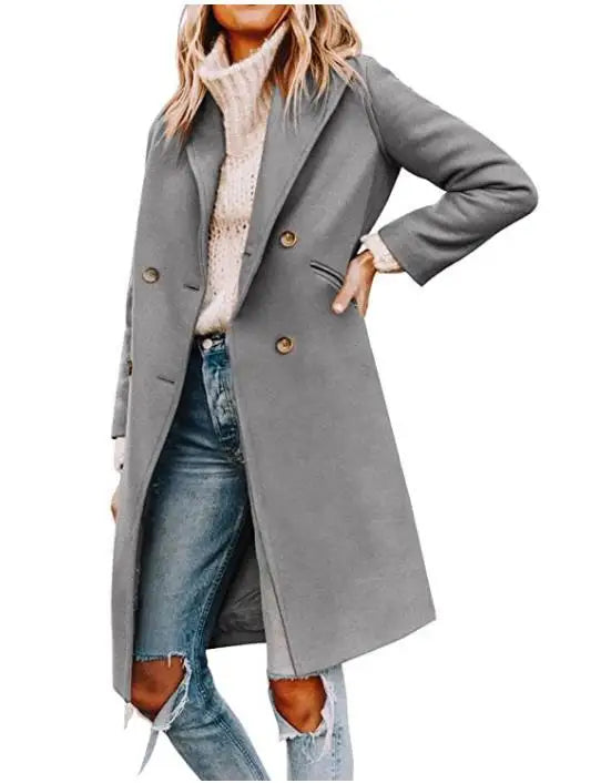 Womens Winter Wool Single Breasted Trench Peacoat