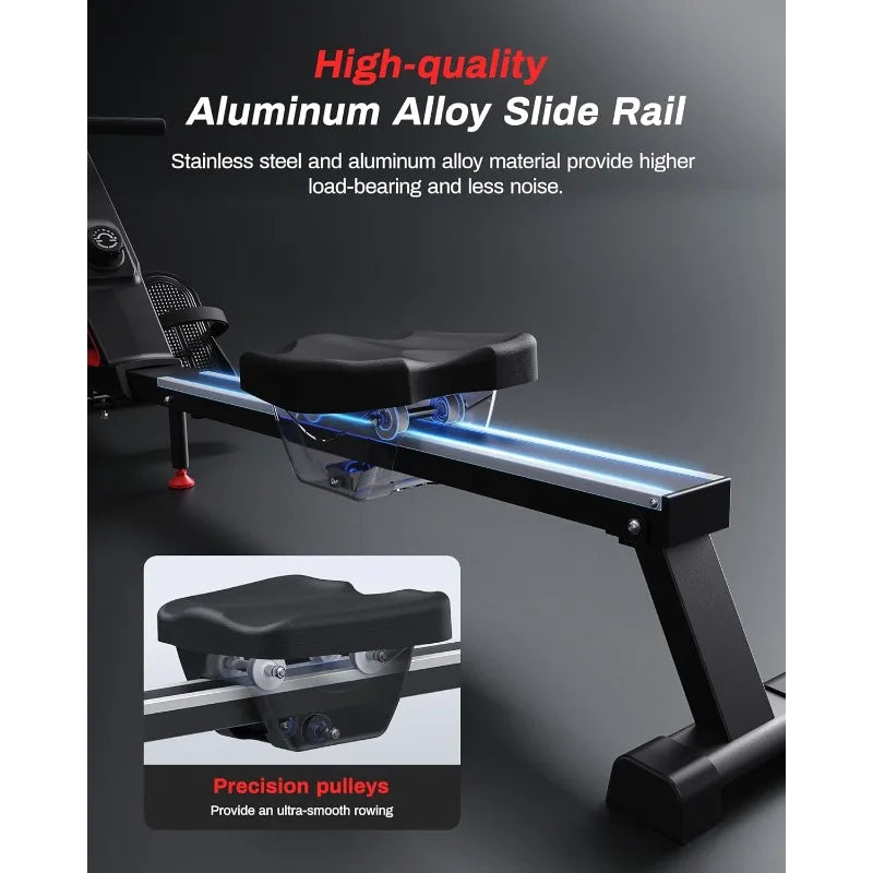 16 Level Quiet Resistance Rowing Machine , Foldable and Compact 350lb weight capacity