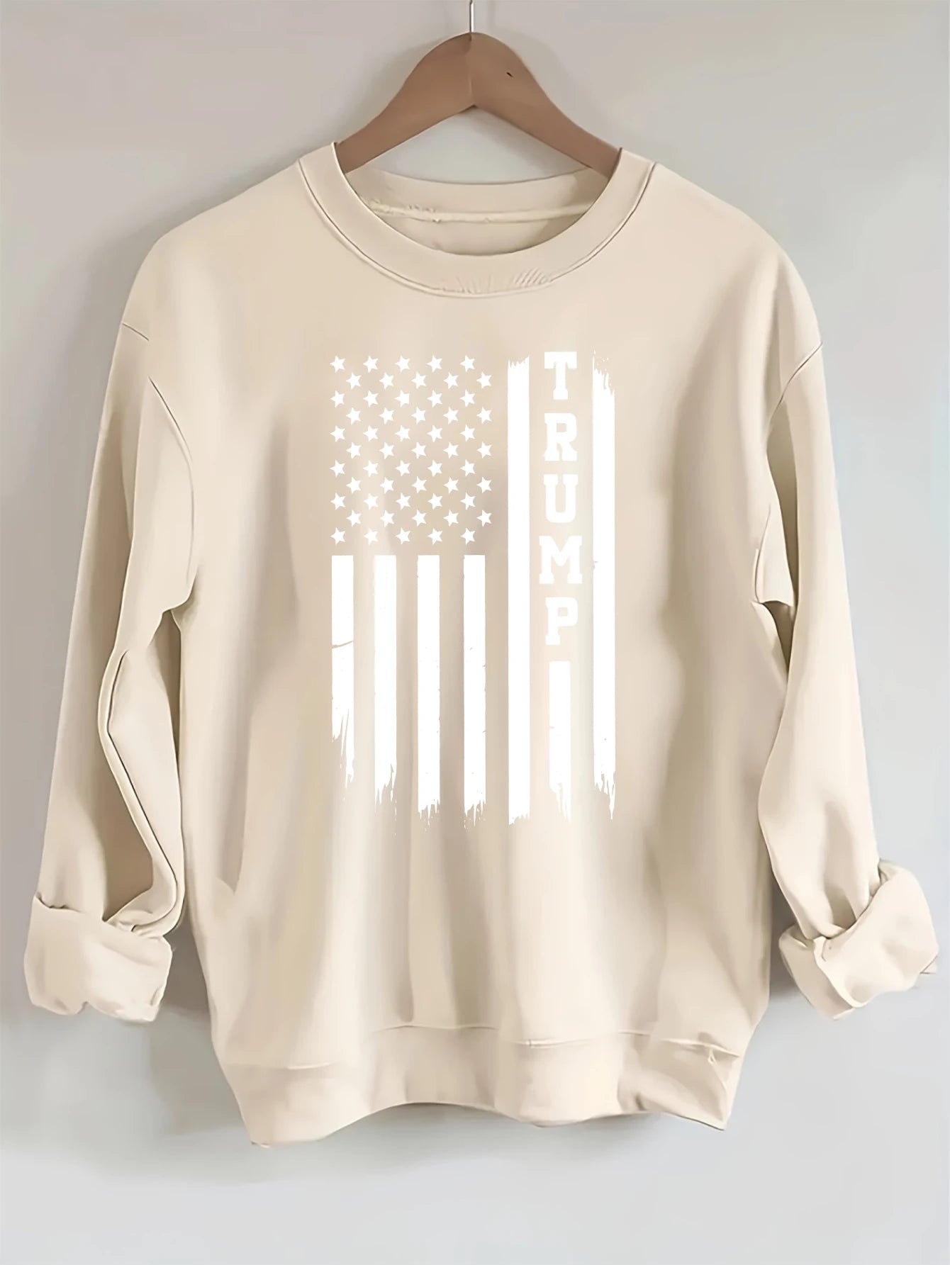 2024 Presidential Election, Mr. Trump - graphic, printed long-sleeved crew neck casual sweatshirt, fashionable women's clothing