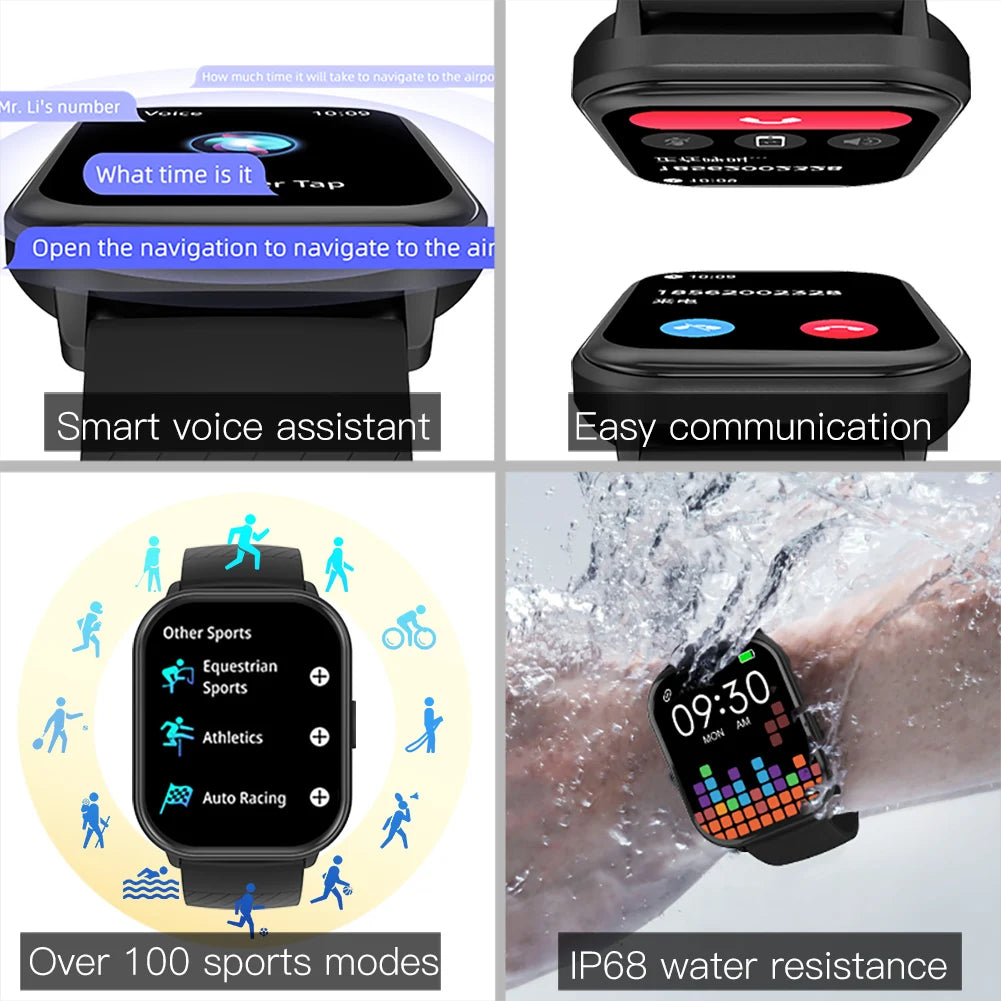 Full Touch Screen Sports, Fitness, Bluetooth, Smartwatch Compatible Android iOS