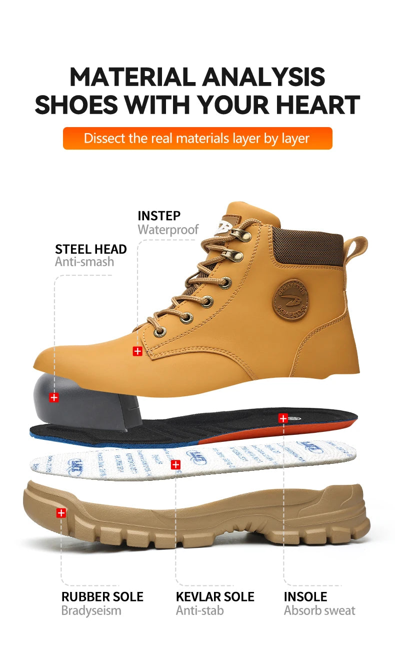 Mens Steel Toe Work Safety Shoe Anti- Puncture