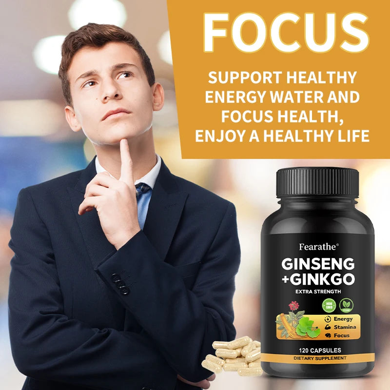 Korean Ginseng + Ginkgo, Balanced Energy Levels, Endurance & Brain and Focus Support