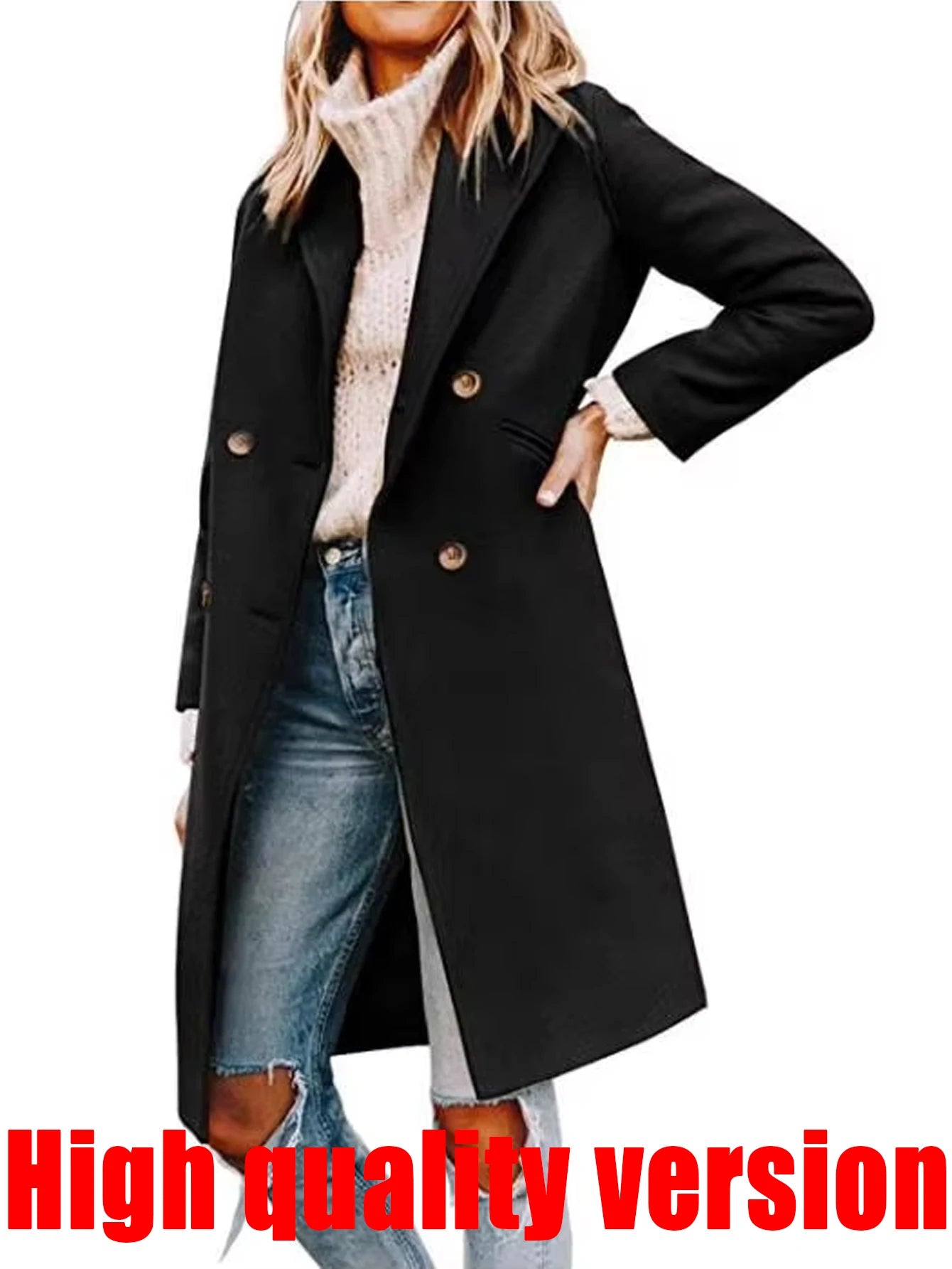 Womens Winter Wool Single Breasted Trench Peacoat