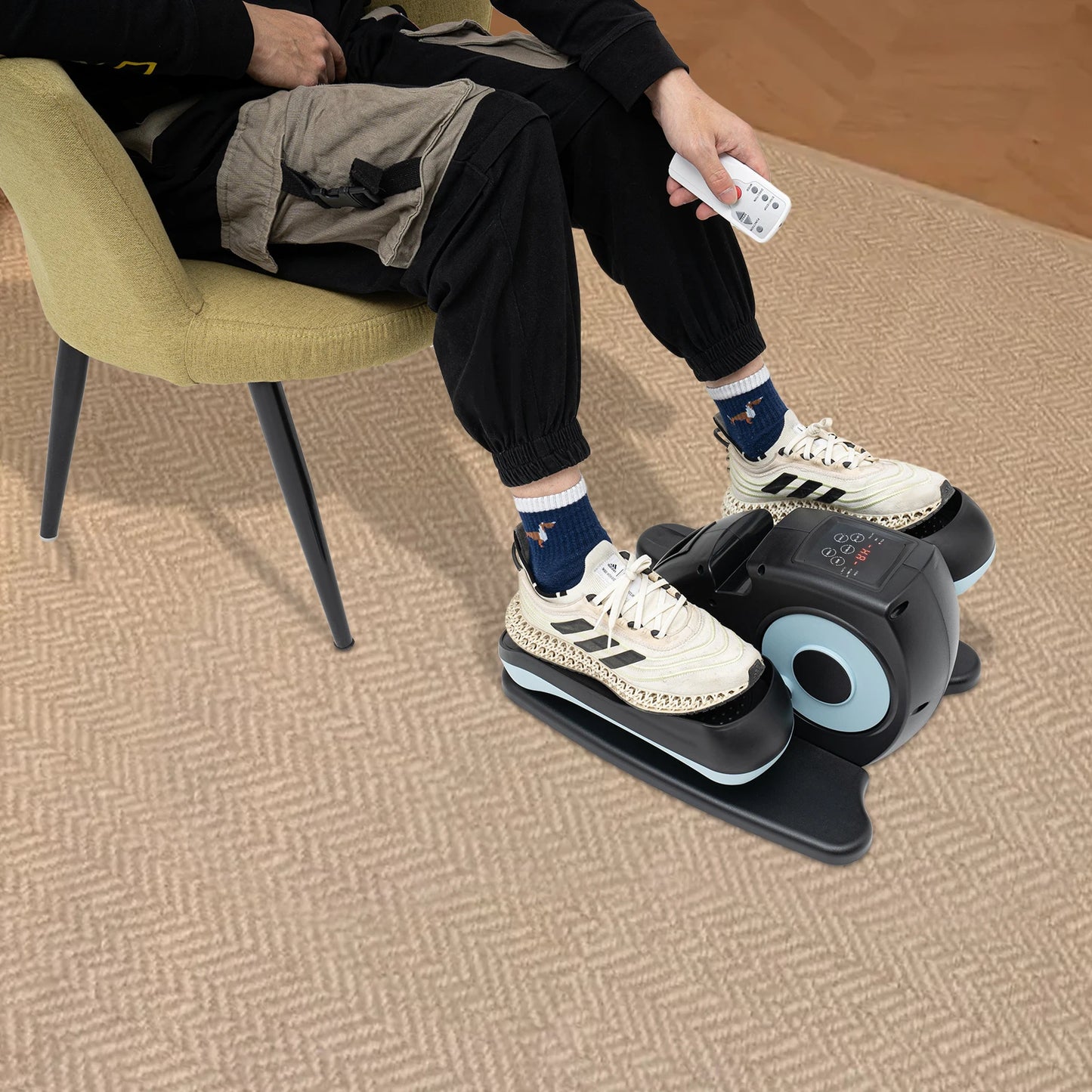 Seated Leg-Foot Pedal Exerciser, LCD Screen, Portable, Under Desk Elliptical