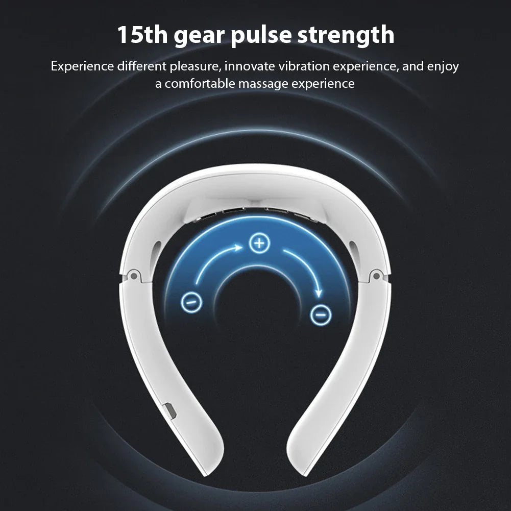 Neck Physical Therapy Massager 15 Gears 6 Modes Cervical Therapy Massage Stimulator USB Charging Vibration Pulse for Home Office