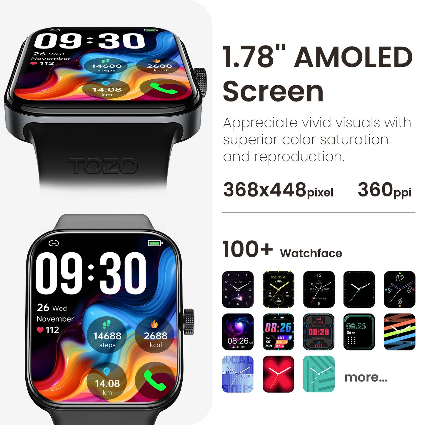 AcuFit One Smart Watch Call Answer Fitness Tracker,  Heart Rate Blood Oxygen Monitor