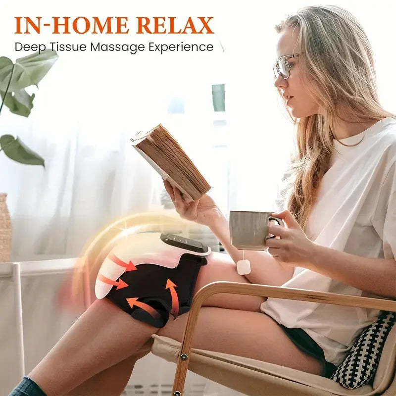 Cordless Portable Knee Massager with Heat and Vibration, Large LED Screen, Adjustable Temperature,